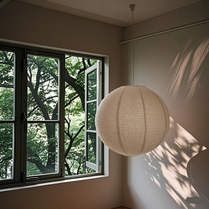 oetmilc Large Hanging Lamp shade 20INCH Round Linen Pendant Lamp shade Can replace paper lanterns Hanging Lantern Handmade Minimalist Decorations Suitable for Living room, Hallway Bedroom, and kitchen - Image 4